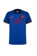 Nederland Denzel Dumfries #22 Voetbaltruitje Uit tenue WK 2022 Korte Mouw